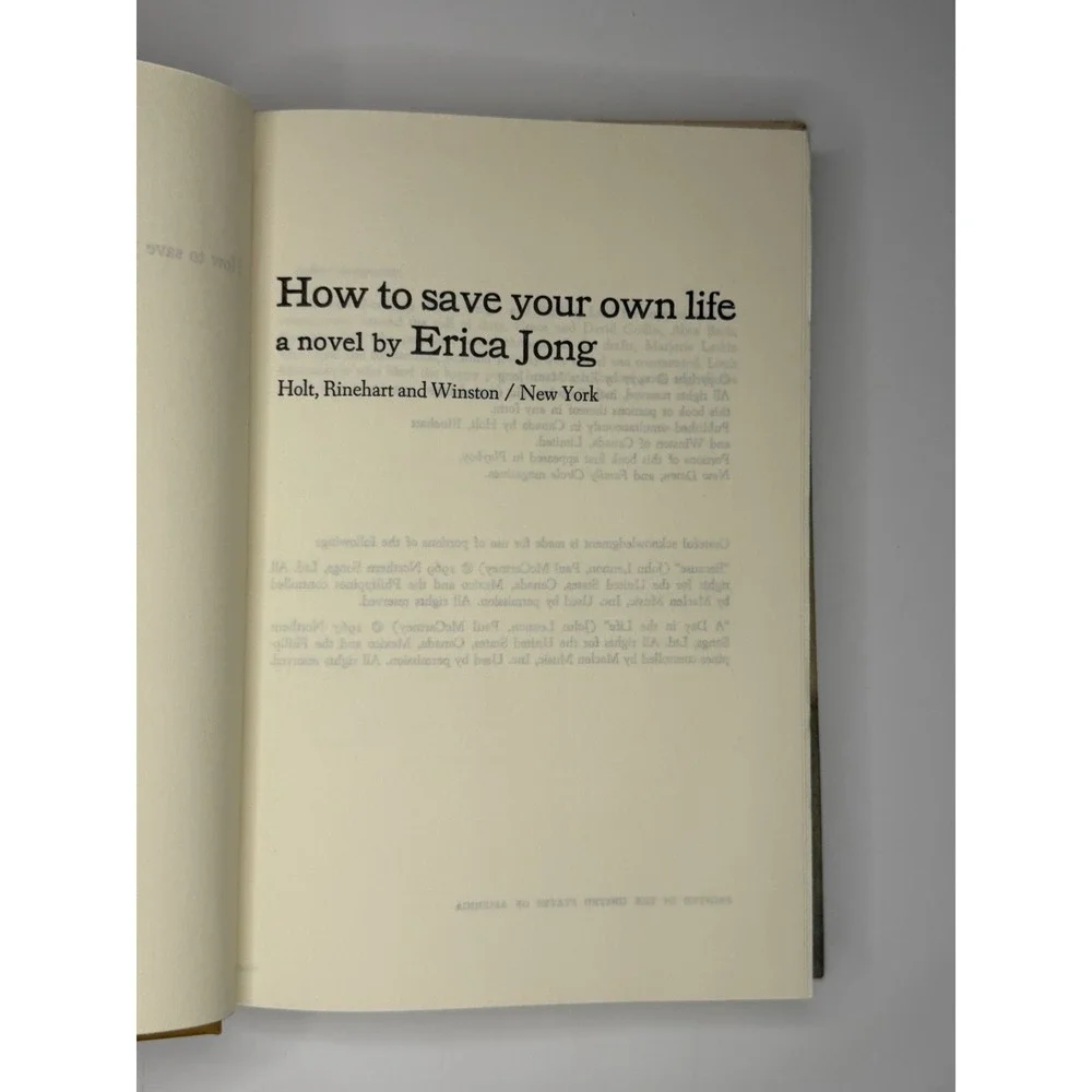 Erica Jong How to Save Your Own Life Hardcover 1977 Dust Jacket Vintage Novel